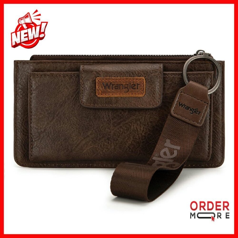 Large RFID Wristlet Wallet with Coin Purse & Card Slots